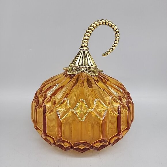 MARTHA STEWART PUMPKIN HAND BLOWN GOLD Halloween Thanksgiving Fall Decor - Picture 1 of 4